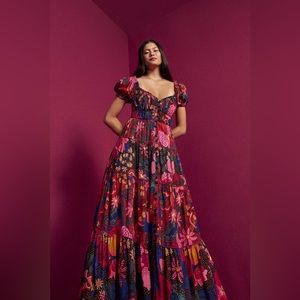 Farm Rio Mixed Wildlife Garden Maxi Dress